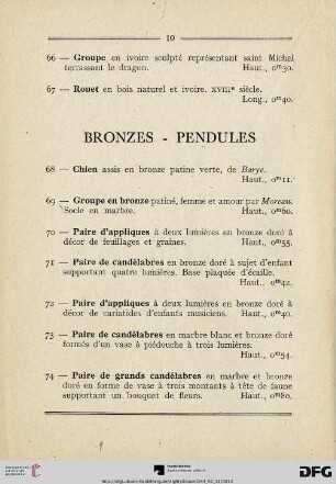 Bronzes Pendules (Nr. 68-77)