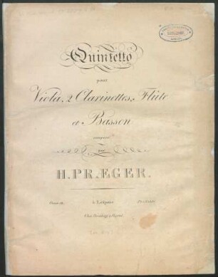 Quintetto pour Viola, 2 Clarinette, Flûte et Basson : Oeuv. 12