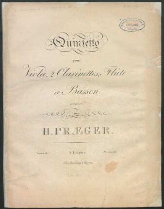 Quintetto pour Viola, 2 Clarinette, Flûte et Basson : Oeuv. 12