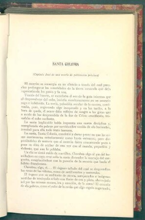 Santa colonia : (Capítulo final de una novela de publicación próxima)
