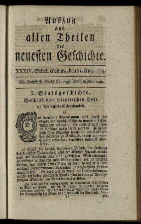 XXXIV. Stück. Coburg, den 21. Aug. 1754.