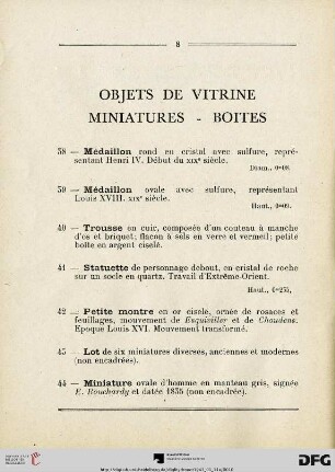 Objets de vitrine - Miniatures - Boites (Nr. 38-79)