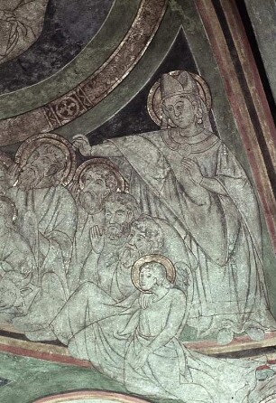 Christus in der Mandorla, umgeben von Aposteln, den Evangelisten und dem heiligen Clemens