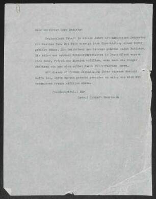Brief von Gerhart Hauptmann an ... Enderis