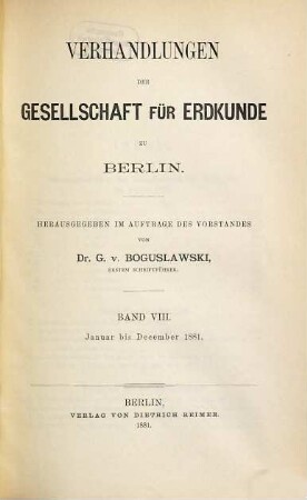 Verhandlungen. 8. 1881