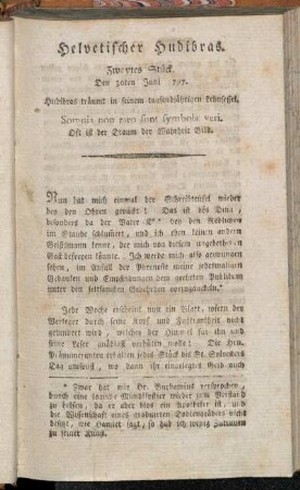Helvetischer Hudibras. Zweytes Stück. Den 30ten Juni 1797.