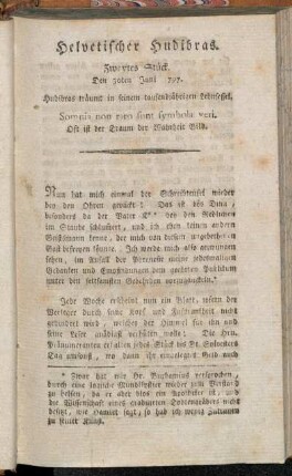 Helvetischer Hudibras. Zweytes Stück. Den 30ten Juni 1797.