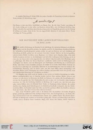 Die Blüthezeit der Landschaftsmalerei in Holland