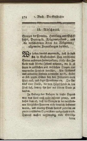 II. Abschnitt. Grenzen der Provinz, Handlung und Schiffahrt, Papiergeld, Religionszustand [...]