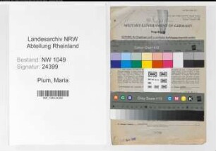 Entnazifizierung Maria Plum , geb. 16.01.1889 (Bahnsekretaerin)