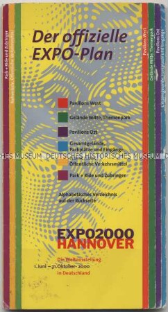 Faltplan für die Weltausstellung Expo 2000 in Hannover