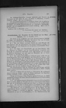 No. 183 Bekanntmachung, betr. Regulativ für den Betrieb auf den Quai-Geleisen