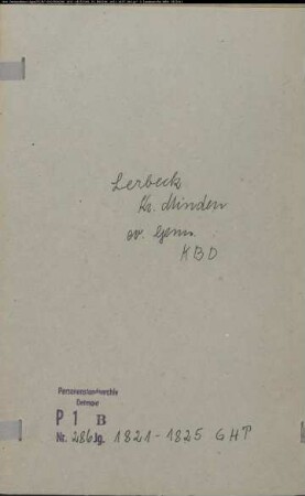 Kirchenbuchduplikat der evangelischen Gemeinde Lerbeck, Kreis Minden (GHT 1821-1825) (Gemeinde: Evangelische Gemeinde Lerbeck)