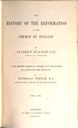 The History of the Reformation of the Church of England, 7