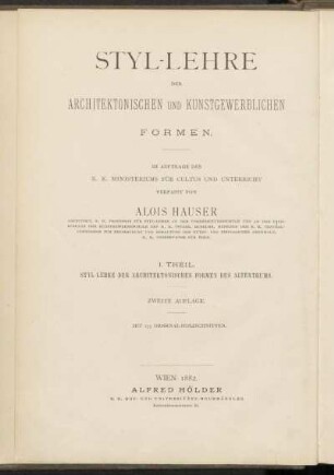 Bd. 1: Styl-Lehre der architektonischen Formen des Alterthums
