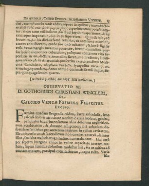 Observatio XI. - XX.