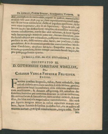 Observatio XI. - XX.