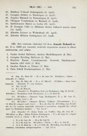 341-346, Matrikel 132, 1-61 (1549) und 133, 1-45 (1549/50)