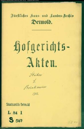 Stucker, Hans Kord zu Hagen gegen Brinkmeyer zu Hardissen - Schuldforderung