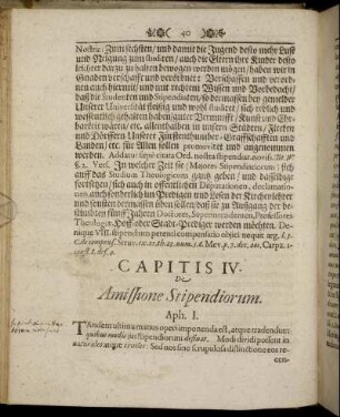 Capitis IV. De Amissione Stipendiorum.