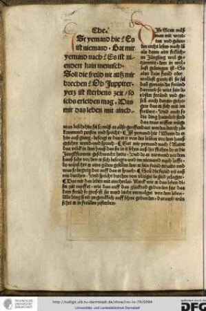 Cherea: Ist yemand hie, es ist niemand, gat mit yemand nach, es ist niendert kain mennsch.