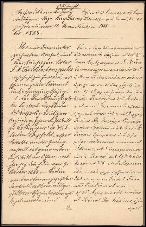 Abschrift des Mietvertrags vom 14.11.1888