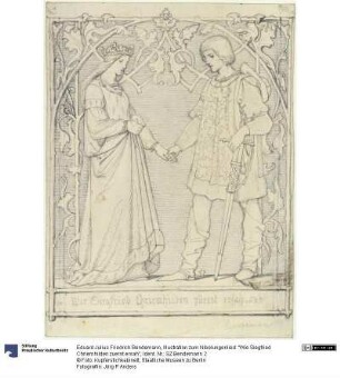Illustration zum Nibelungenlied: "Wie Siegfried Chriemhilden zuerst ersah"