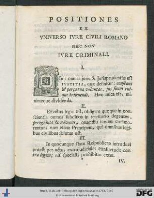 Positiones Ex Universo Iure Civili Romano Nec Non Iure Criminali.