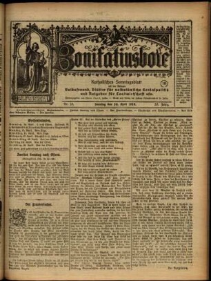 Ausgabe vom Sonntag, den 14. April 1918.