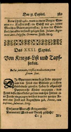Das XXXI. Capitel. Von Kriegs-List und Tapfferkeit.