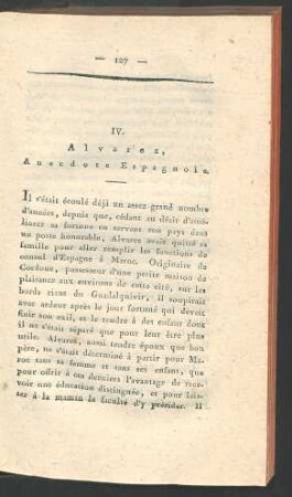 IV. Alvarez, Anecdote Espagnole.