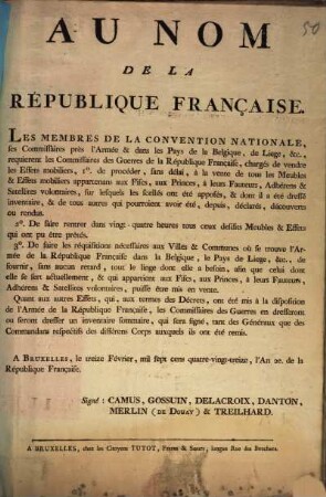 Au Nom De La République Françoise. Les Membres De La Convention Nationale, ...