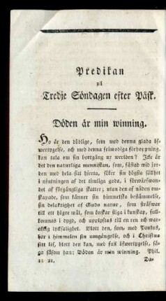 Predikan på Tredje Söndagen efter Påsk.