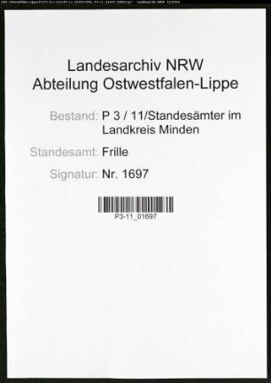 Sterberegister Standesamt Frille