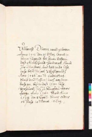 Kurze Biographie Dürers mit Bildnis des Albrecht Dürer
