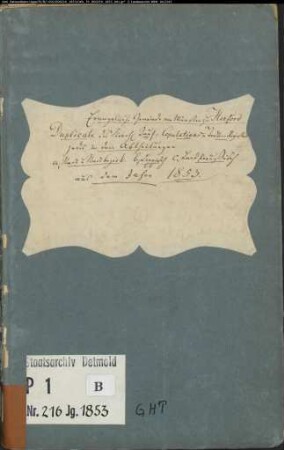 Kirchenbuchduplikat der evangelisch-lutherischen Münstergemeinde Herford, Kreis Herford (GHT 1853) (Gemeinde: Evangelische Münster-Gemeinde Herford)