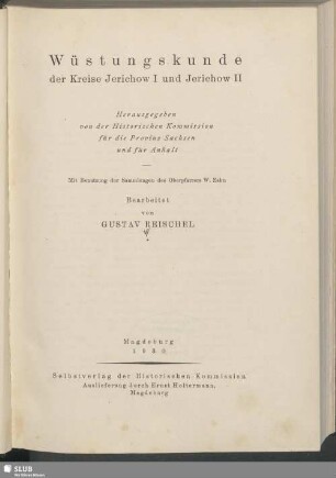 Wüstungskunde der Kreise Jerichow I und Jerichow II
