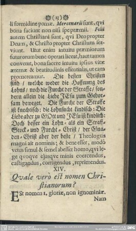 XIV. Quale vero est nomen Christianorum?