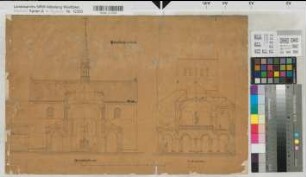 Soest (Soest) St. Patroklikirche Querschnitte nach der Restaurierung 2.H. 19.Jh. o.M. 27 x 56 Zeichnung Staatshochbauamt Soest