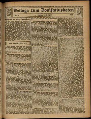 Zweite Ausgabe vom Sonntag, den 10. April 1927.