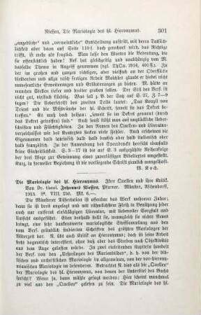 301-302 [Rezension] Niessen, Johannes, Die Mariologie des heiligen Hieronymus
