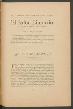 ¿Qué es el decadentismo? : (Dedicado a " El Salón Literario.")