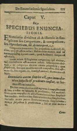 Caput V. De Speciebus Enunciationis.