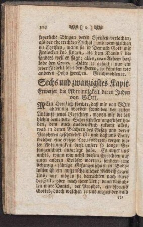 Sechs und zwanzigstes Kapitel Erweiset die Abtrinnigkeit deren Juden von Gott