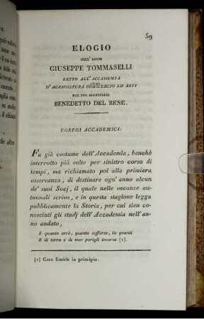 Elogio Dell' Abate Giuseppe Tommaselli