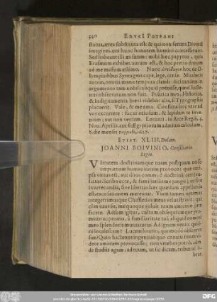 Epist. XLIII. Dolam. Ioanni Boivinio, Consiliario Regio.