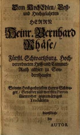 Benjamin Scharff's Unvorgreifliche Gedancken von denen bißher heimlich- und unerforschlich-gehaltenen Magnetischen Curen, nach gründlicher Anleitung der Natur wohlmeinend erwogen