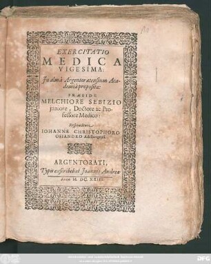 Exercitatio Medica Vigesima