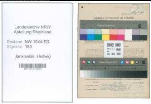 Entnazifizierung Hedwig Jankowiak , geb. 30.10.1910 (Lehrerin)
