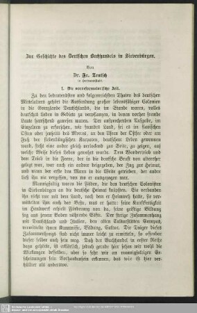 Zur Geschichte des Deutschen Buchhandels in Siebenbürgen